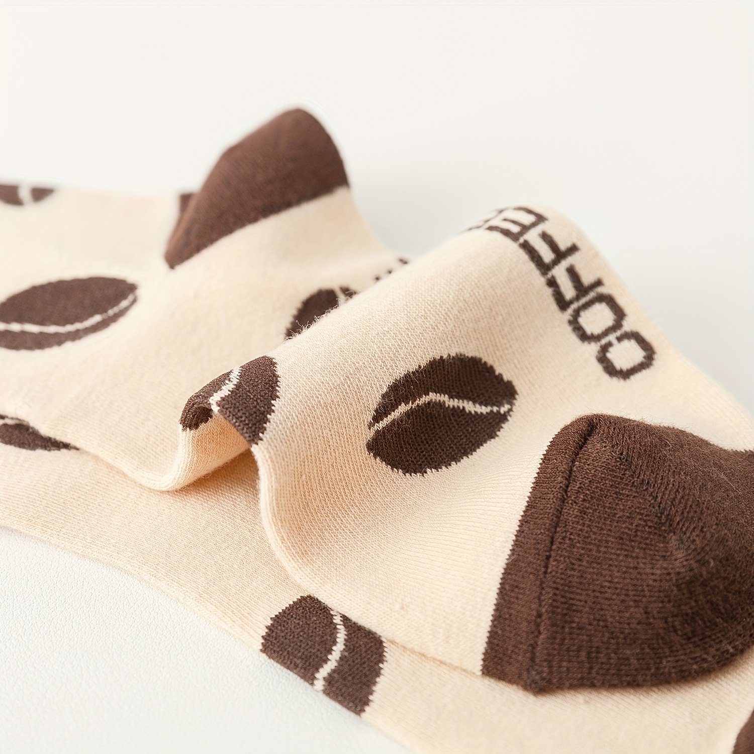 5 pairs coffee print socks comfy breathable mid tube socks womens stockings hosiery details 11