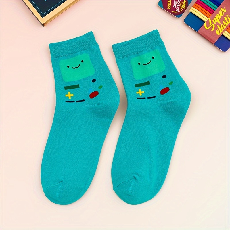5 pairs cartoon print socks funny breathable mid tube socks womens stockings hosiery details 2