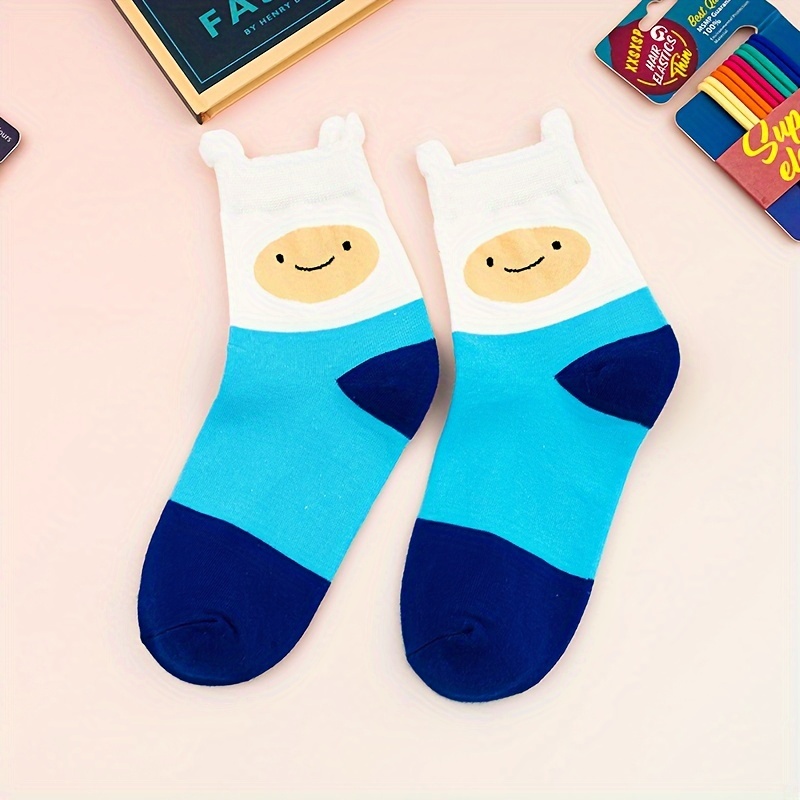 5 pairs cartoon print socks funny breathable mid tube socks womens stockings hosiery details 5