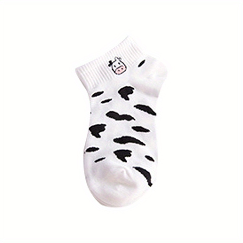 5 pairs cute cow print socks comfy breathable striped ankle socks womens stockings hosiery details 15